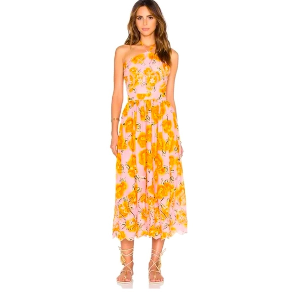 Farm Rio Halter Dress Pink Boto Chita